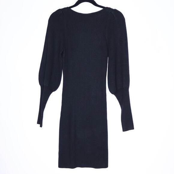 FRENCH CONNECTION NEW Joss Knit Mini Dress Black Bishop Sleeve Women's XS - Picture 2 of 10
